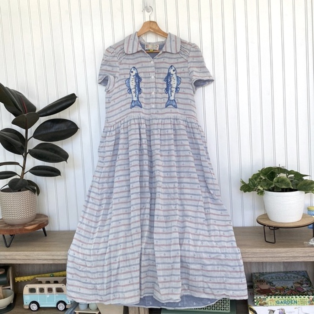 Unlogical Poem Embroidered Fish Dress